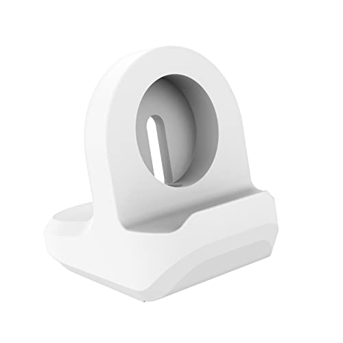 MoKo Charger Stand Compatible with Samsung Galaxy Watch 4/4 Classic/Galaxy Watch 3 41mm 45mm/Galaxy Watch Active 1/2 40mm 44mm, Silicone Non-slip Base Smartwatch Charging Dock Station Holder - White