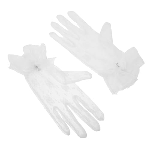 Guantes de encaje cortos transpirables con lazo elástico y cómodo para mujer