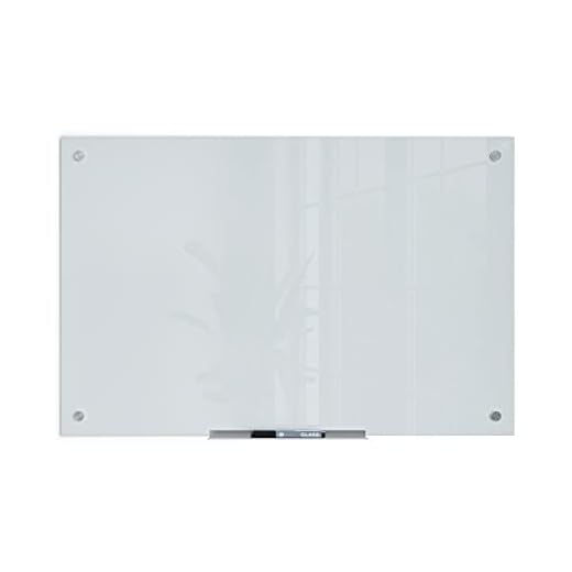 U Brands Glass Dry Erase Board, 35 x 23 Inches, White Frosted Non-Magnetic Surface, Frameless