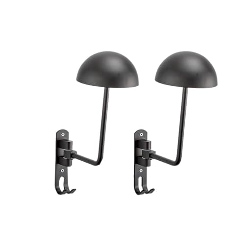 Surakey 2Pcs Metal Motorcycle Helmet Stand Semi-Round Motorcycle Helmet Rack Holder Black Wall Mount 180 Degree Rotation Hanger Hooks for Coats Caps Motorcycle Accessories