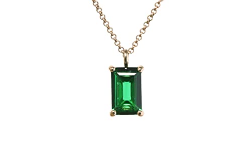 Collier émeraude rectangle or pendentif pierre de naissance mai