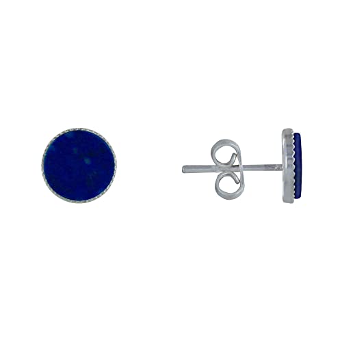 Boucles d'oreilles argent et lapis lazuli rond antiallergique pour femme