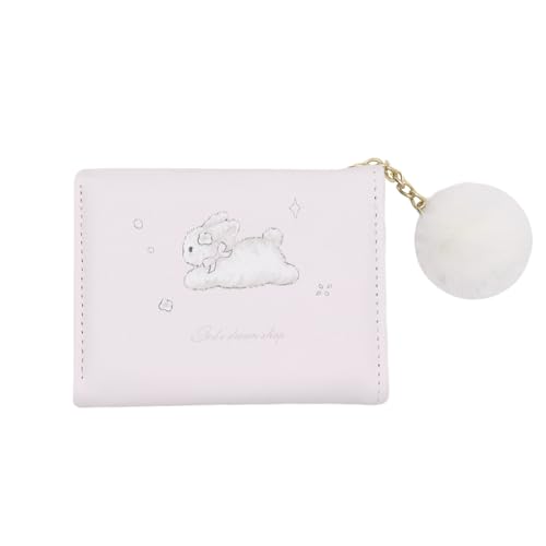Cute Wallet for Women Card Holder Small Trifold RFID Blocking Short Purse with Pompom Pendant for Girls Ladies2