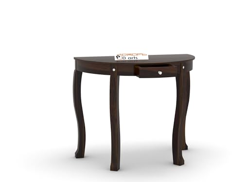Image of CRAFT D ARTS Solid Sheesham Wood Console Table with Drawer | Modern Entryway Hall Table | Semi-Circular Half Round Accent Table for Living Room, Foyer & Bedroom | Rosewood, Honey