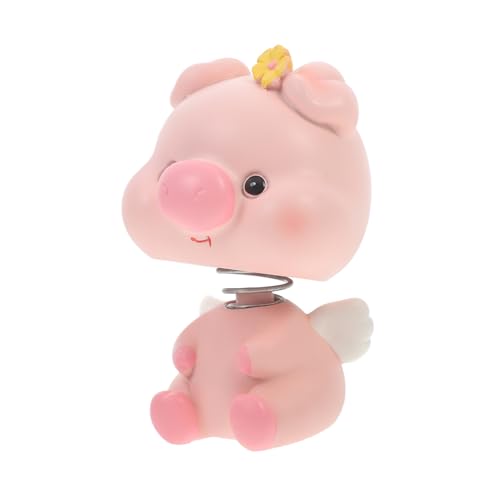 POPETPOP Poupée Cochon à Tête Secouée Résine Et Métal Ornement De Voiture Et Décoration De Table Figurine De Cochon pour Intérieur