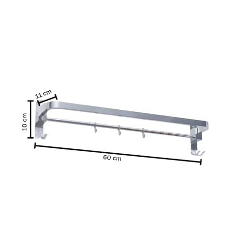 Image of Well Set Stainless Steel Towel Hanger for Bathroom /Dual Folding Towel Rack /Towel Stand /Bathroom Accessories (24-Inch) Chrome