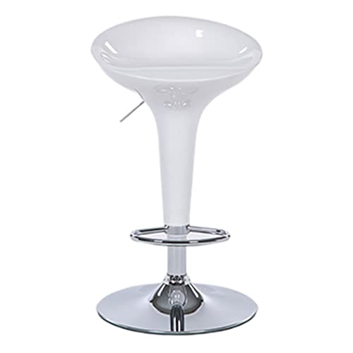 Moderno taburete giratorio ajustable para el hogar, pub, silla de bar de plástico blanco con diseño sin respaldo
