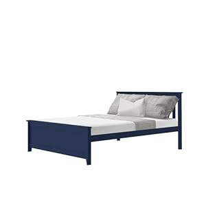 Max & Lily Full Size Bed Frame with Slatted Headboard, Solid Wood Platform Bed for Kids, No Box Spring Needed, Easy Assembly, Blue Max Lily Full Size Bed Frame with Slatted Headboard Solid Wood Platform Bed for Kids No Box Spring Needed Easy Assembly Blue