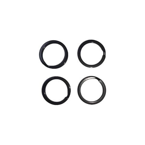 Gkeygo Stainless Steel Key Rings, SurStainless Steel Key Rings Round Split for Keychains, Black Cover