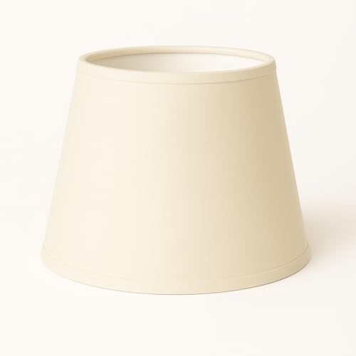 30 cm Abat-jour, Cône, Tissu en Coton avec dos en PVC blanc, Produit fait main, pour Lampe de table, Lampadaire (Ivoire)