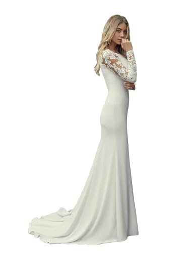 Long Sleeve Wedding Dresses for Bride Lace Beach Boho Wedding Bridal Gowns for Women Country Wedding Dress