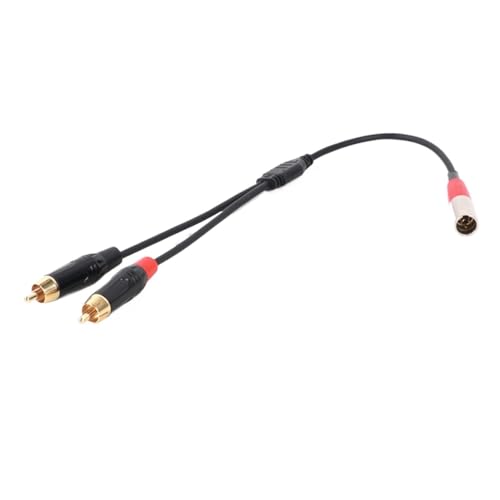 ROBAUN Cable Adaptador Mini XLR Macho/Hembra a Doble Macho de 3, 4 y 5 Pines, Divisor en Y, Mini XLR a 2 Cables.(2RCA-Mini M 3P-RD,0.2M)