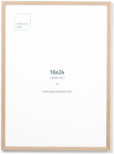 Opposite Wall - 16x24 in - Natural Solid Oak Wood Picture Frame - Lightweight, Versatile & Shatterproof - Wall Hanging Poster or Photo Frame - Wall Decor for Office, Gallery & Home