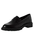 Tamaris Damen Loafer flach Leder, schwarz, 37 EU