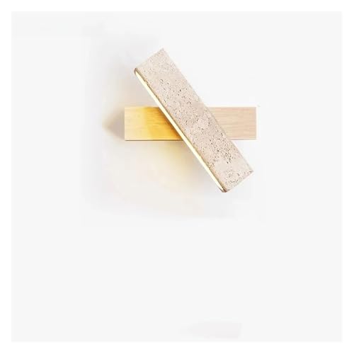 Aplique de travertino amarillo regulable con madera y cadena para mesita de noche de pasillo