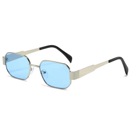 Lunettes de soleil rétro polygonales femme monture métal verres transparents