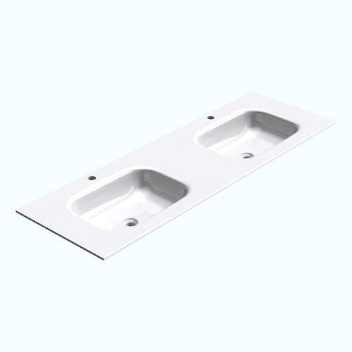 doporro Lavabo vasque blanc 120cm à encastrer lave main rectangulaire Colossum04 120x48x14cm