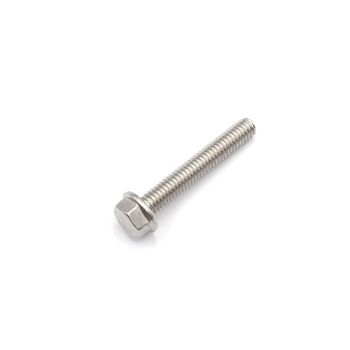 Image of cSeao 1 /4-20 x 2 inch Flanged Hex Head Bolts Flange Hexagon Screws, Stainless Steel 304, DIN 6921, 10 PCS