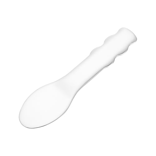 SAFIGLE Cuillère Inoxydable pour Crème Yeux Spatule Visage Compacte Incurvée Outil Cosmétique Multifonction pour Soins Peau et Masque Facial