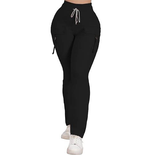 Women's Cargo Pants Hiking Joggers Summer Lightweight Quick Dry Athletic Outdoor Sports Sweatpants Travel Casual Button (US, Alpha, Medium, Large, Regular, Regular, 6167/01)