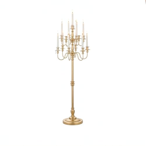 Bigsee Floor Candelabra Tall 13 Arms Candle Holders for Wedding Centerpiece: 55 Gold Metal Candlestick for Taper Candle and Floral Centerpiece Stand Wedding Event Aisle Party (1 Gold)
