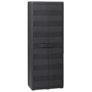 vidaXL Tuin Opbergkast met 3 Planken Patio Outdoor Terras Balkon Tool Organizer Locker Kast Meubels Zwart 65 cm x 38 cm x 170 cm