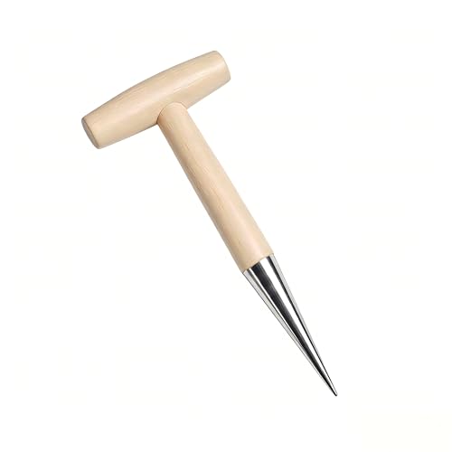 Heiksyb Seed Dibber Planter Tool Bulb Hand Dibbler Gardening Tool with Depth Markings 11 Garden Wooden T-Handle Bulb Planting Tool with Metal Tip for Garlic Tulips Daffodils Vegetable & Flower