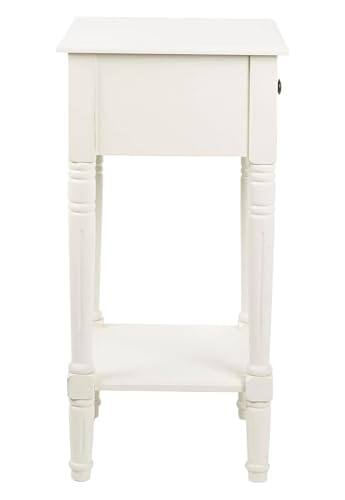 Image of Decor Therapy Accent Table with Storage, Traditional Style, Narrow End Table, Sturdy, Antique White, Wood - (28 inch x 14 inch x 14 inch)