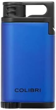 Colibri Belmont Single Jet Flame Butane Lighter, Windproof & Refillable, Cigar Enthusiast's Choice with Blue Fuel Window and Adjustable Flame (Metallic Blue + Black)