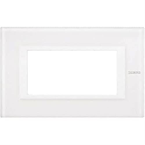 Plaque BTICINO Axolute HA4804VBB en verre blanc pour support 4 modules