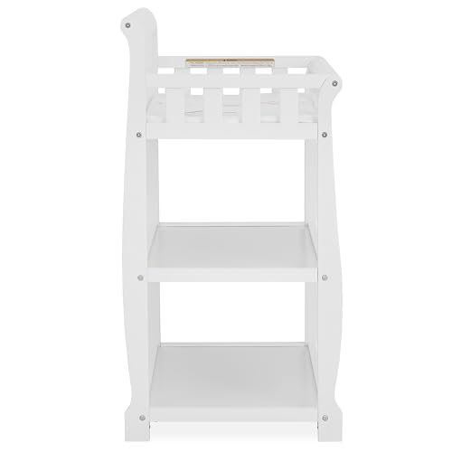 Image of Dream On Me Ashton 2-in-1 Changing Table & Nightstand in White - Solid New Zealand Pinewood, Safety Rails, Spacious Storage Shelves & Water-Resistant Changing Pad, Converts to Nightstand