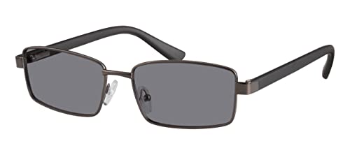 I-Sential Rectangle Reading Sunglasses Gunmetal Grey & Black Spring Temples Mens Womens UV400 Sun Readers Tinted Glasses & Case +2.0 - Image 2