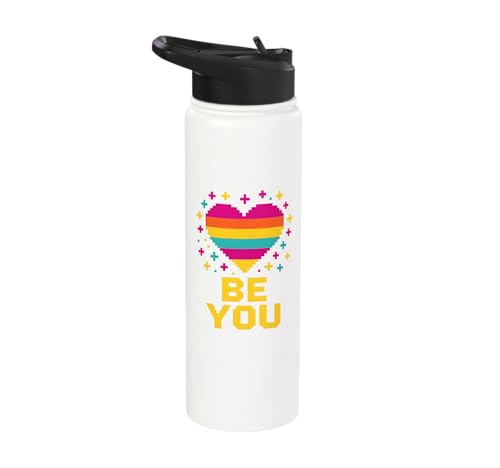 Queer Pride Be You Bold Rainbow 8-Bit Video Game LGBTQ+ Stainless Steel Insulated Water Bottle