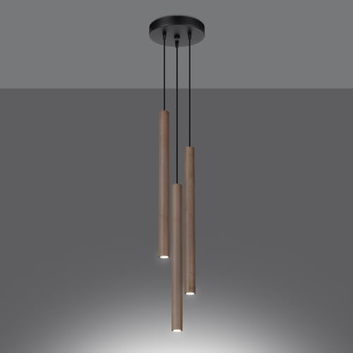 Lámpara colgante de madera 3 bombillas comedor techo moderna rectangular G9 PASTELO 4