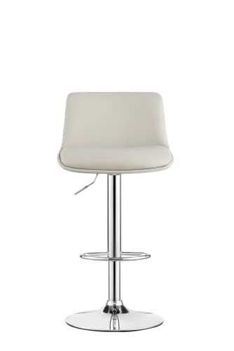 Minceta Bar Stools,Modern Upholstered Swivel Stool With Back For Bar And Counter Height, Adjustable Height 24" To 34",Set Of 2,Pu In Khaki #TOP1