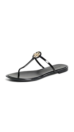 Tory Burch Women's Mini Miller Jelly Sandals, Perfect Black/Gold, 7 Medium US