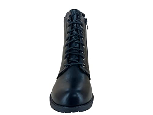 REVOL Women's Ankle Bootie Winter Lace up Mid Calf Military Combat Boots3