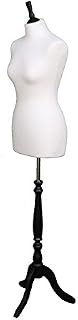 The Shopfitting Shop DELUXE Size 14/16 Female Dressmaking Dummy Tailors Bust Mannequin CREAM Jersey BLACK WOOD Tripod Stand