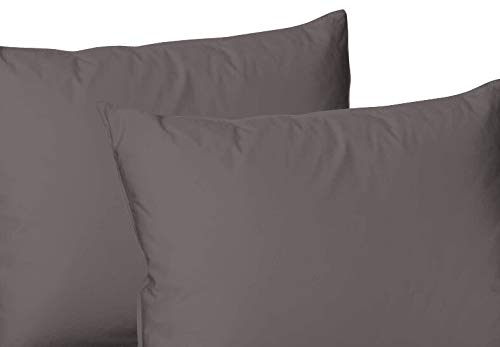 Set of 4 poly Cotton pillowcases-Housewife Plain Dyed Polycotton pillowcases-Easy Iron Poly Cotton Standard Pillow Covers-Standard Size 50 x 75 Cm Envelope Closure Soft Pillowcases (Grey)