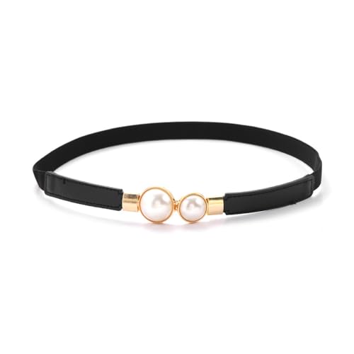 Korean Style Pearl Waist Chain Belt - Vintage Elastic Leather Belt for Women, Sweater Jacket Hook Slim Fit