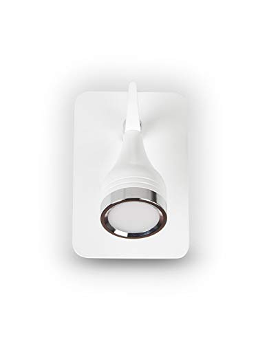 Applique murale LIX, spot LED, spot réglable et rotatif pour intérieur, lumière blanche chaude, 5 W et 450 lumens, 3000 K, finition laquée blanche combinée avec chrome - Image 5