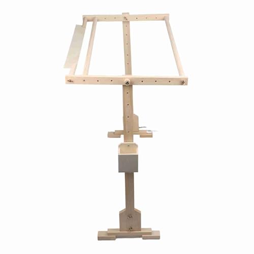 Wooden Pine Floor Standing Tapestry Cross Stitch Frame, 14CT Height 80cm, 5 Height Levels, 360 Degree Swivel Top, Adjustable Angle and Height, for Larger Projects