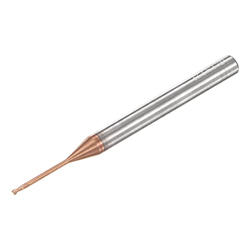 Image of uxcell Square Nose End Mill, 1mm Solid Carbide AlTiSin Coated Long Reach CNC Router Bits 2 Flutes Milling Cutter with Extended Neck, 12mm Cutting Length 4mm Shank