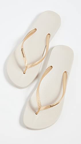 Ipanema Women's Ana Tan Flip Flop - Comfortable & Stylish Summer Sandal With Anatomic Footbed & Non-Slip Sole, Beige & Gold, Size 11 #TOP3