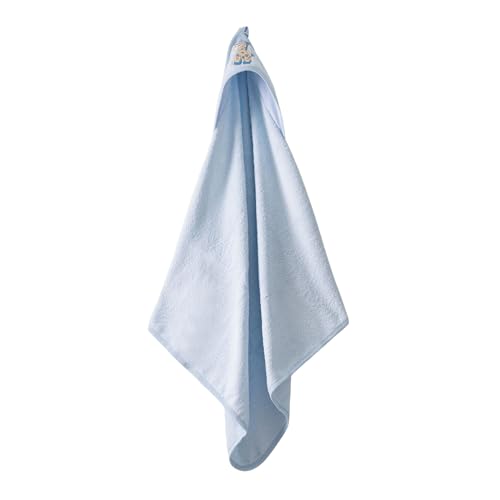 Giraffe Garden Kapüşonlu Bebek Havlusu – Zürafa Nakışlı, 75x80 cm, Soft Cotton, 0–12 Ay (Mavi)