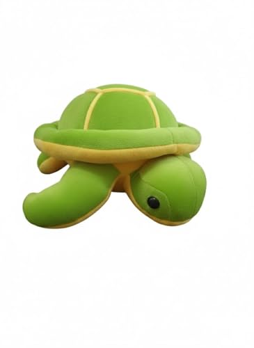 Image of TortoisePlush Sea Turtle Soft Toy, Dark Green and Yellow, 22 cm, Stuffed Animal for Kids, Modern Design, Tortoise Theme, Durable Quality (Green and Yellow)
