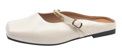 PU Leather Mules for Women Casual Cute Mary Jane Flat Shoes Ballet Flats Shoes Outdoor Comfort Dressy Shoe 2025