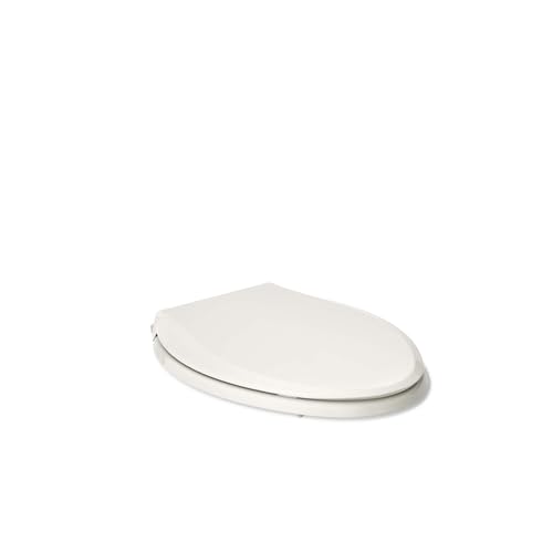 KOHLER 4636-RL-47 Cachet ReadyLatch Elongated Toilet Seat Slow Close, Soft Close Toilet Seat Quiet Lid, Contoured Grip-Tight Bumpers Installation Hardware, Apartment Essentials. Almond