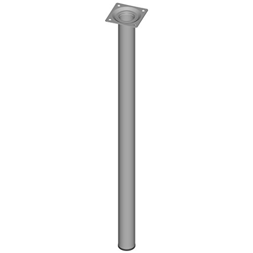 Element System Steel Pipe Feet Round Table Leg, Furniture Feet including Screw-On Plate, 11100-00068, White Aluminium, 60 cm