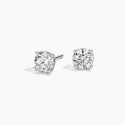 Lab Grown Diamond Earrings with Certificate for Women Men, Round Cut D-E Color VVS-VS Clarity, 925 Sterling Silver Stud Earrings Stud Earrings for Wedding Bridal